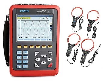 CNYST Power Quality Analyzer Meter 3 Phase Power Energy Analyzer with 4 PCS Flexible Coil Current Sensor Current Range 10A～6000A