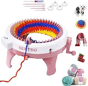SENTRO Knitting Machine 48 Needles, Smart Knitting Crochet Machine, Double Crocheting Machine Kit,Circle Knit Loom Machine with Row Counter and Hand Crank