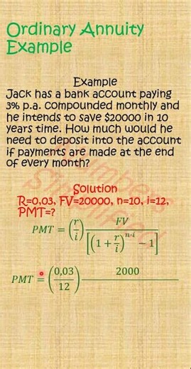 ordinary annuity example ‪@NumSimp‬ #annuity #annuities #ordinary_annuity #annuity_due