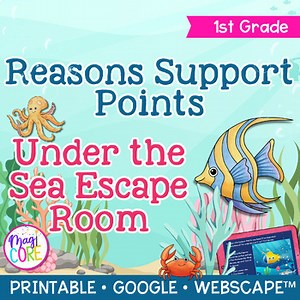 Author's Point & Supporting Reasons Reading Comprehension Escape Room 1st Grade
