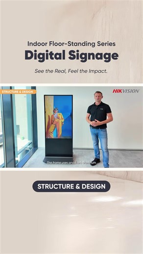 5.3K views · 75 reactions |  Discover digital signage of Hikvision's Indoor Floor-Standing Series!  With a sleek, anodized aluminum frame & just 23mm bezels, your content takes center stage ✨. Standing tall at 1816mm and equipped with 360° lockable casters, it’s perfect for events or any stylish space! ‍♂️ #DigitalSignage | Hikvision | Facebook