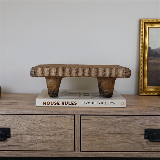 Handmade Vintage Finish Paper Mache Tray Riser 12”: Beige Rustic Scalloped Tray Riser Wabi Sabi Tray Bowl - Etsy