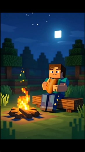 Steve Eating Bread at the Campfire.