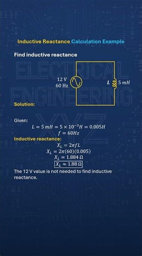 Inductive Reactance of a 5 mH Inductor at 60 Hz Explained #inductivereactance #electronics