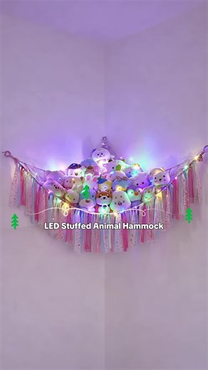 Stuffed Animals Net or Hammock with LED Light, Toy Hammock Hanging Stuffed Animals Storage Organizer Holder Room Décor for Nursery Kids Bedroom #stockingstufferideas #nurserylife #cutehomefinds #nurserymusthaves #reusableballoongarland #playroommusthave #targetweightedstuffedanimals #onefirebabygirlgifts #babyplayspace #craftsforbabies