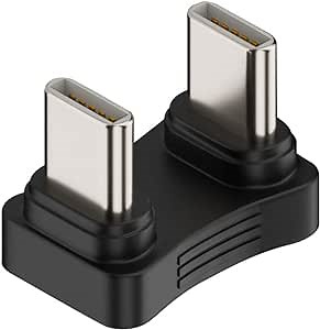 xiwai Opposite U Shape Back Angled 480Mbps USB-C Type C Male to Male Coupler Extender Power Data Adapter for Power Bank Phone Laptop