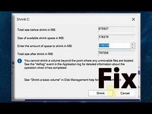 you cannot shrink a volume beyond the point where any unmovable files are located windows 11 Fix!
