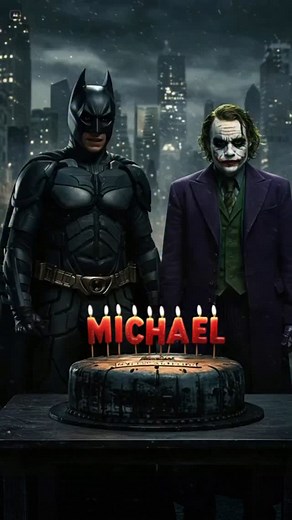 AnimEra | The Era of Animation on Instagram: "Comment your name👇order from bio📩 #batman #joker Batman and Joker celebrates Michael’s birthday! 🦇 BATMAN: Michael. This city is full of chaos… but today, we pause. You’ve earned something rare — a moment of celebration. Enjoy it. You deserve it. Like. Comment. And stay vigilant. 🃏 JOKER: Hah! Can you believe it? I actually showed up to a birthday! Only for you, Mikey boy. Now do me a favor — drop your name and your favorite nutjob (besides me, o