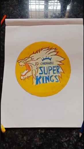 Chennai super kings logo drawing 🎨🖌️, CSK 💛 #art #drawing #csk ||#shorts