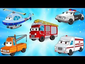 Red Fire Truck and Ambulance for Children - Learn Emergency Vehicles Names - Kids Videos