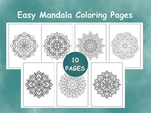 Easy Floral Mandala Coloring Pages, Simple Pattern Relaxation Art (digital Download) - Etsy UK