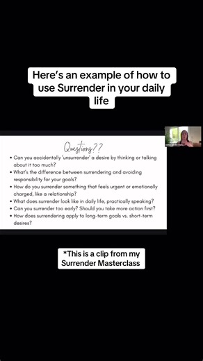 Surrender is one of my 8 Skillsets of Manifesting. My Surrender Masterclass will help you to learn and practice this skill set, so you can use it to manifest whatever you want easier and faster. DM me for the link!🔥⁣ ⁣ #fuckthehow #manifestyourlife #createyourownreality #practicalmanifesting #jenmakesiteasy