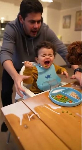From Smiles to Meltdown in Seconds! 🍼💥 Cute Dog Causes Dinner Chaos #babyshorts #baby #foryou #funny
