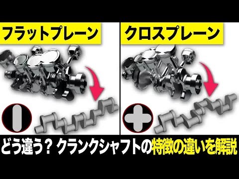 どう変わる？クランクシャフトの仕組み・特徴の違いを徹底解説【ゆっくり解説】【クルマの技術】【フラットプレーン⧸クロスプレーン】