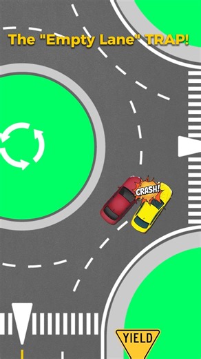 The Empty Lane TRAP! 🚫 Who is at Fault Here?#driving #trafficrules #roundabout #carcrash