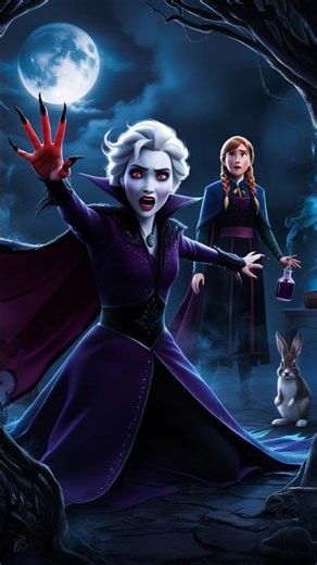 Elsa Transformed into Vampire for eat Bunny #elsa #vampire #disney