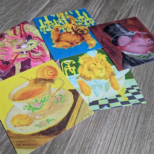 5 Animal Notecards - Whimsical Greeting Cards  envelopes | Blank Fine Art Stationery Gift Set - Etsy