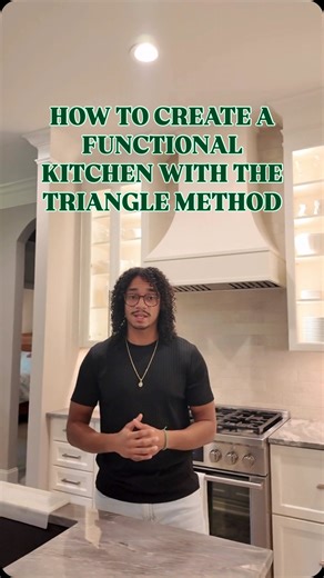 The classic kitchen triangle keeps the main work zones close together for smoother movement. Big thanks to Chris of All in One for the tip! #kitchenlayout #kitchenflow #cabinetdesign #kitchencabinets #kitcheninspo @allinonehhi | CliqStudios | Facebook