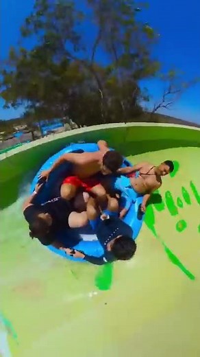 Almost fell off the water slide! #shorts