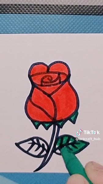 Easy Rose with Heart Drawing Tutorial
