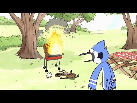 Regular Show - Mordecai And Rigby Grilling The Hotdogs