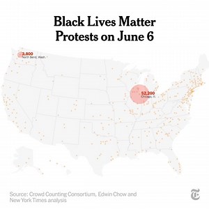 4 recent polls suggest that about 15 million to 26 million people in the U.S. have participated in demonstrations over the death of George Floyd and others. The protests may be the largest in U.S. history, according to scholars and crowd-counting experts. Read more. https://nyti.ms/2VLqjO7 | The New York Times