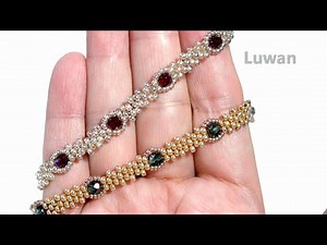 Easy【DIY】How to make simple & gorgeous beaded bracelet * Tutorial簡単ビーズステッチDIYブレスレットの作り方串珠*制作简约华丽串珠腕饰