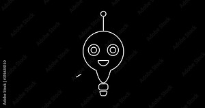 Animation flat chat bot with speech bubble icon. Conversation with chatbot. Chatbot giving reply to customer. Continuous single line drawing. Drawing animation. Graphic video. 4K Motion Animation