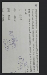 Represent each of the following using the 8-bit floating-point ... | Filo