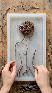 DIY Sculpted Twig Art Wall Clock: From Woven Bun to Timekeeper #resinart #wood #shorts #walldecor