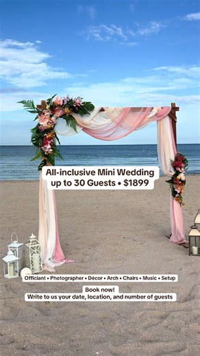 Our All-Inclusive Mini Wedding Package has everything you need — officiant, photographer, décor, arch, music, and up to 30 chairs for your guests. ✨ Just show up and say “I do.” 📅 Packages start at $1899 — limited dates available. 📩 DM us to reserve your wedding today! [mini wedding florida, all inclusive wedding packages, beach wedding packages, south florida wedding, miami wedding, fort lauderdale wedding, affordable wedding florida, intimate beach wedding, destination wedding florida, micro