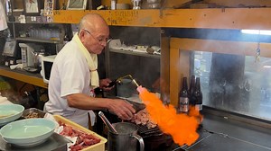 Chef Toyo cooks with a flamethrower and with his bare hands at his Izakaya in Osaka Japan. | Strictly Dumpling