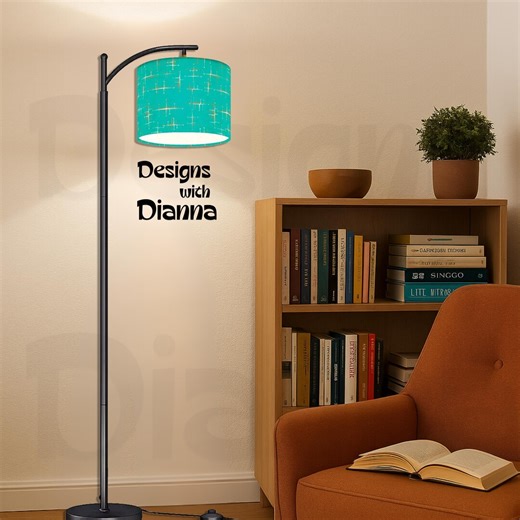 Mid Century Modern Arc Floor Lamp With Colorful Drum Shade Retro Style Lighting for Living Room Bedroom Office Reading Nook Decor - Etsy