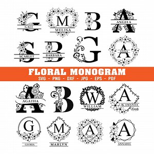 Floral Monogram SVG Bundle, Flower Letter Alphabet Clipart (digital Download) - Etsy