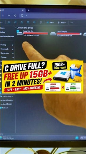 Your C Drive is Full? Try This Hidden Windows Cleanup Trick!#pctipsandtricks #window11 #howto
