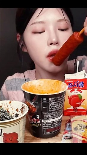 MUKBANG Buldak Ramen Sausage ASMR Satisfying Bites ©️Eat with Boki