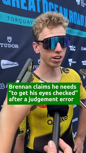 😬 A lesson learnt the hard way for Matthew Brennan! 🚴 The Team Visma–Lease a Bike rider spoke honestly about his mistake at the Cadel Evans Great Ocean Road Race, reading a sign as 200m instead of 300m which resulted in a premature sprint, ultimately costing him the race! | SBS Sport