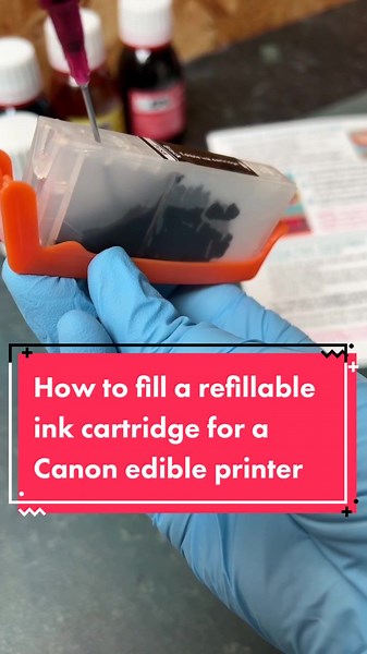 Refilling our Canon compatible edible ink cartridges with EPS edible ink is super easy when you know how 💉🖨️🎨 and a more cost effective alternative to using pre-filled edible ink cartridges! It’s much better for the environment too! 🌱🌍💚 #edibleink #edibleinkcartridge #refillablecartridge #edibleprinter #edibleprinting #edibleprintsupplies #canoncartridges