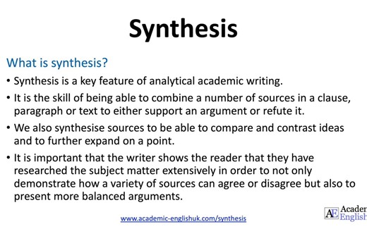【Youtube搬运】Academic Synthesis. How to synthesise academic sources