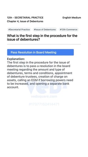First Step in Issue of Debentures Secretarial Practice 12th