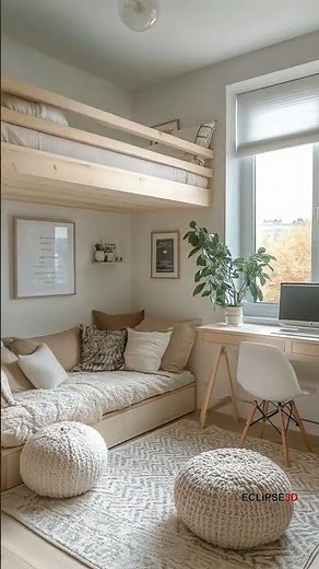 Cozy Loft Bed & Minimalist Room Design 🌿✨ | Small Space Living Ideas #LoftBed #MinimalistRoom