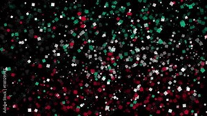 spirited celebratory fireworks from flat confetti particles with main national colors revealing the flag of Kuwait