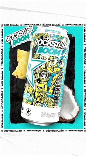 BOOM 💥 If you like Piña Coladas, this one’s for you! 🏝️ Rockstar Energy Boom Piña Colada is now expanding across the country! Shop them today wherever you get your Rockstar! ⭐️ #RockstarEnergy | Rockstar Energy Drink