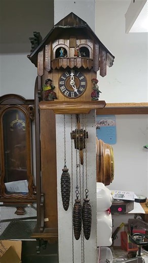 Chalet style musical animated cuckoo clock.