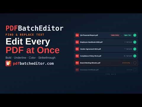 How to Batch Find & Replace Text in Hundreds of PDFs — PDF Batch Editor Tutorial