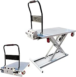 Portable Hydraulic Lifting Platform, Foldable Hydraulic Lift Table cart, Electric Single Scissor Lift Table, Lifting Dolly with 4 Wheels, 300kg Capacity (100 * 75)