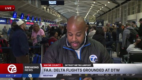 Delta Air Lines flights grounded at Detroit Metro Airport