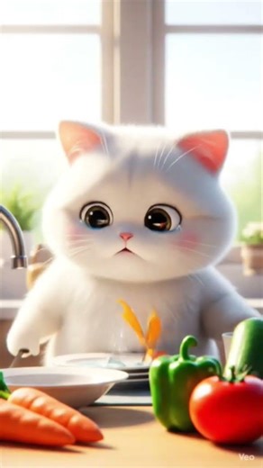 cute fluffy chef 😺🤗#CatShorts #CuteCat #ChefKitty #Kids AnimationChef Kitty crying cat 😿 animated