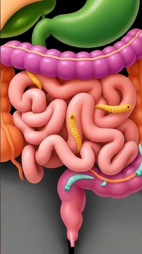 Human Digestive Process with Parasites | 3D View