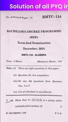 IGNOU BMTC 134 DEC 2024 EXAM QUESTION PAPER | Latest Question Paper DEC 2024 Analysis 📜 #IGNOU